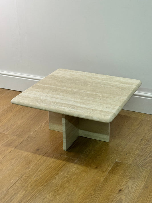 1980s Travertine marble small coffee table