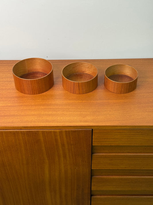 1960s teak ply bowl set