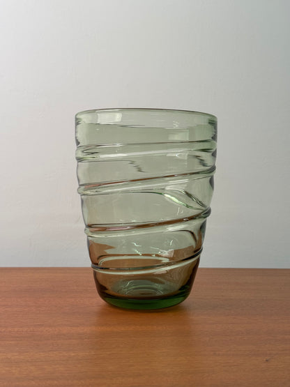 Whitefriars Sea Green ribbon trail vase