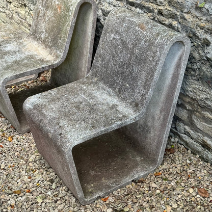 Brutalist concrete loop chairs and table 1970s