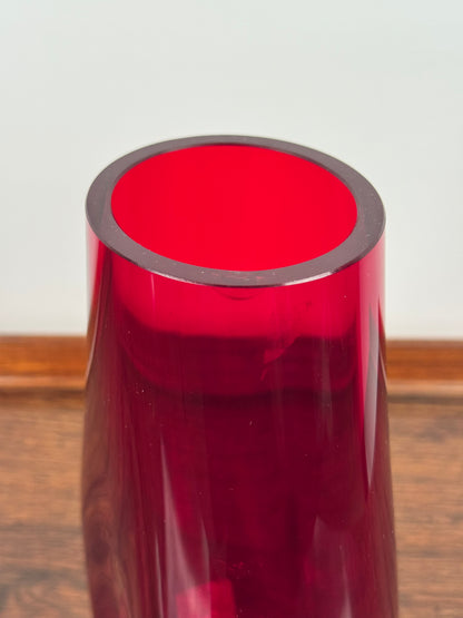 Whitefriars ruby dimpled vase