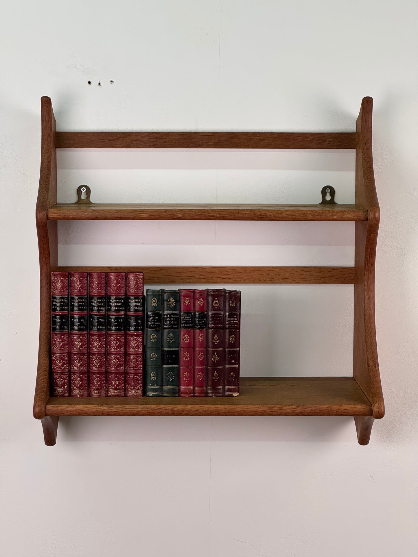1950s Ercol style wall mounted shelves