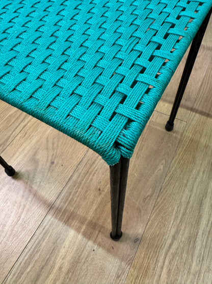 1950s woven stools on metal legs