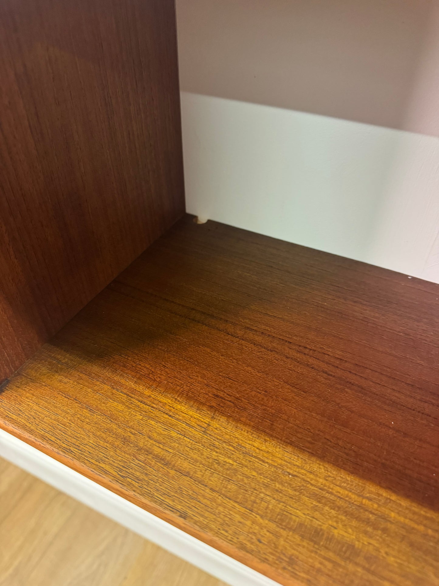 Danish teak wall mounted telephone shelf