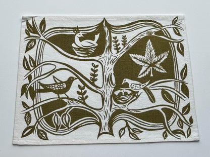 1960s Nesting Birds dark green place mats
