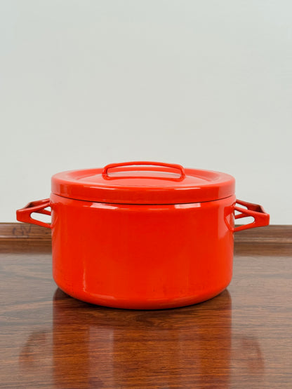 1960s red enamel cookware by Seppo Mallat