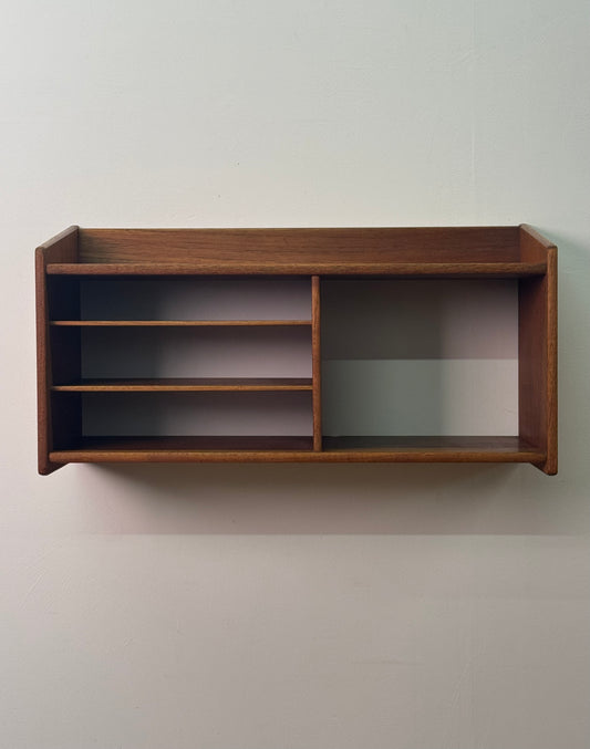 Danish teak wall mounted telephone shelf
