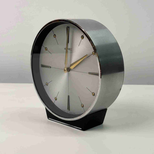 1960s brushed aluminium table clock by Metamec