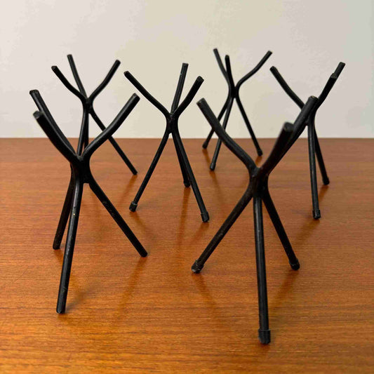 Black metal tripod cradle candle holders