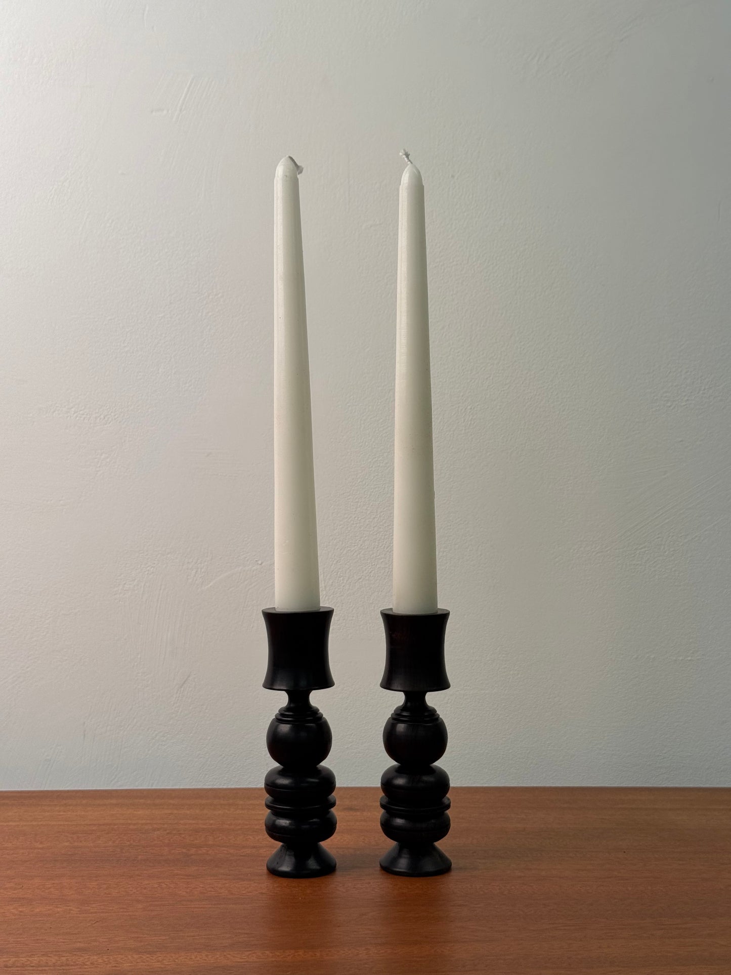 Vintage hardwood turned candlesticks