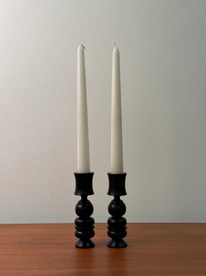Vintage hardwood turned candlesticks