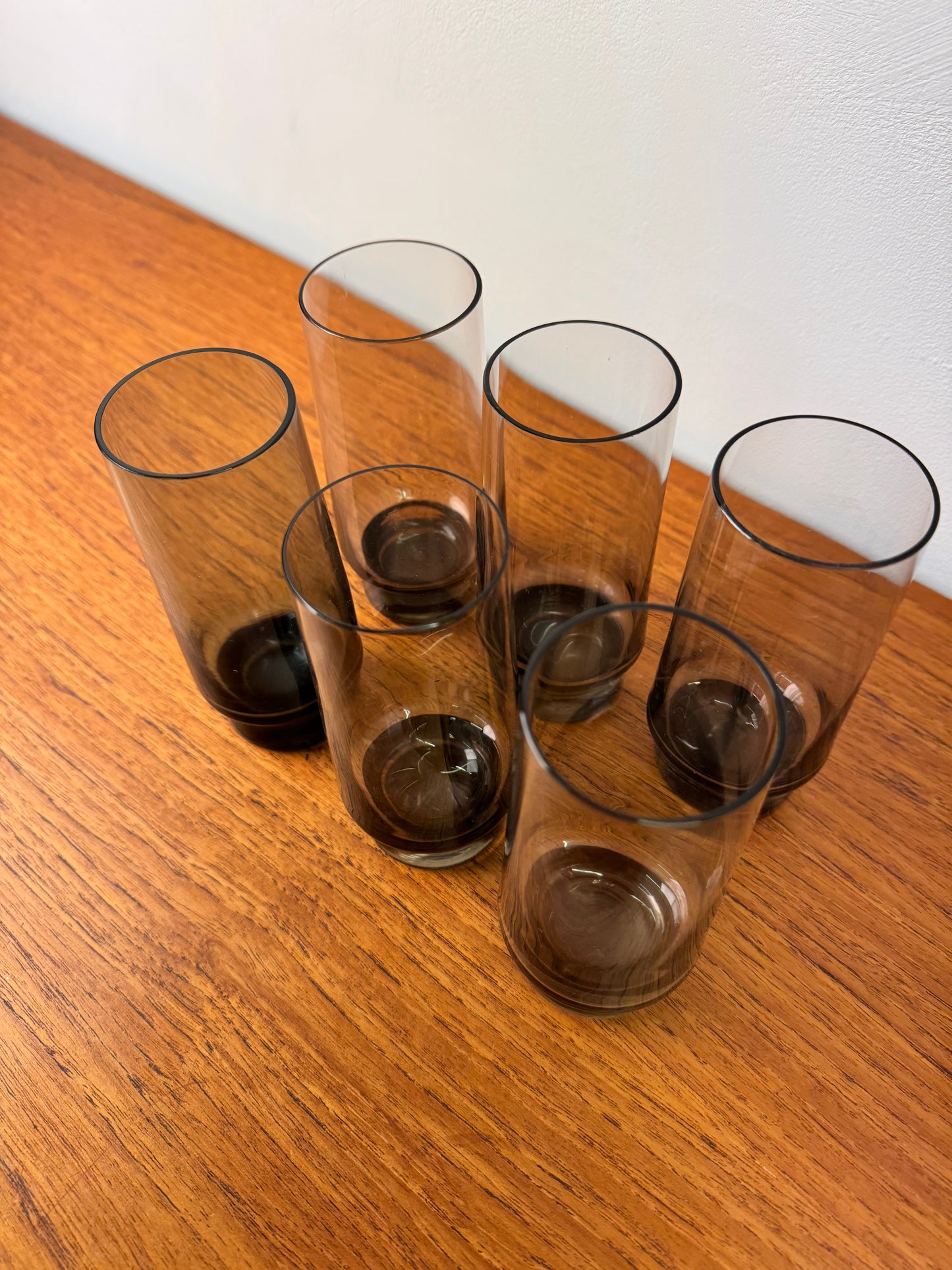 1960s thin walled grey drinking glasses