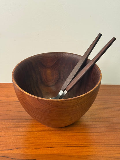 Stainless steel and wood salad servers made in Denmark