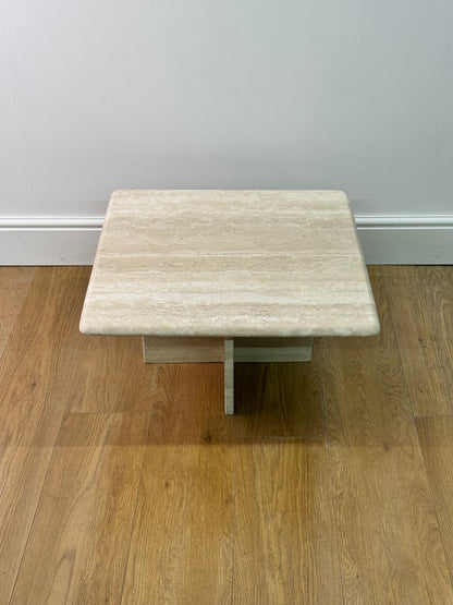 1980s Travertine marble small coffee table