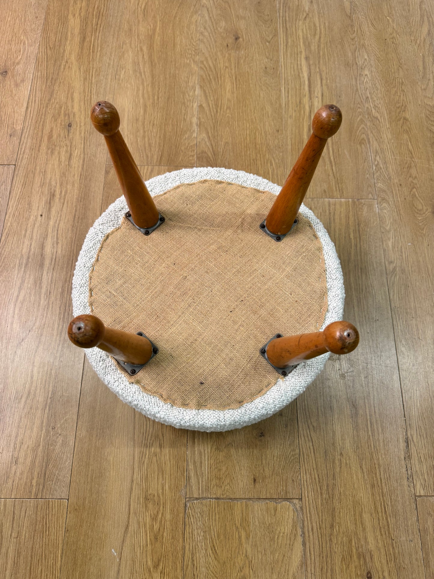 1950s ivory boucle stool