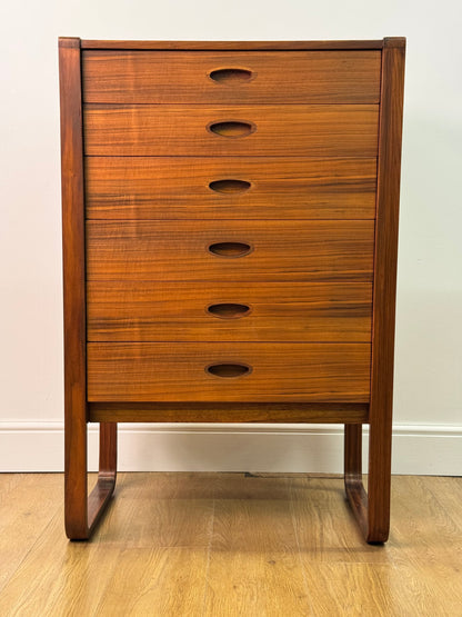 Walnut chest of drawers by Uniflex