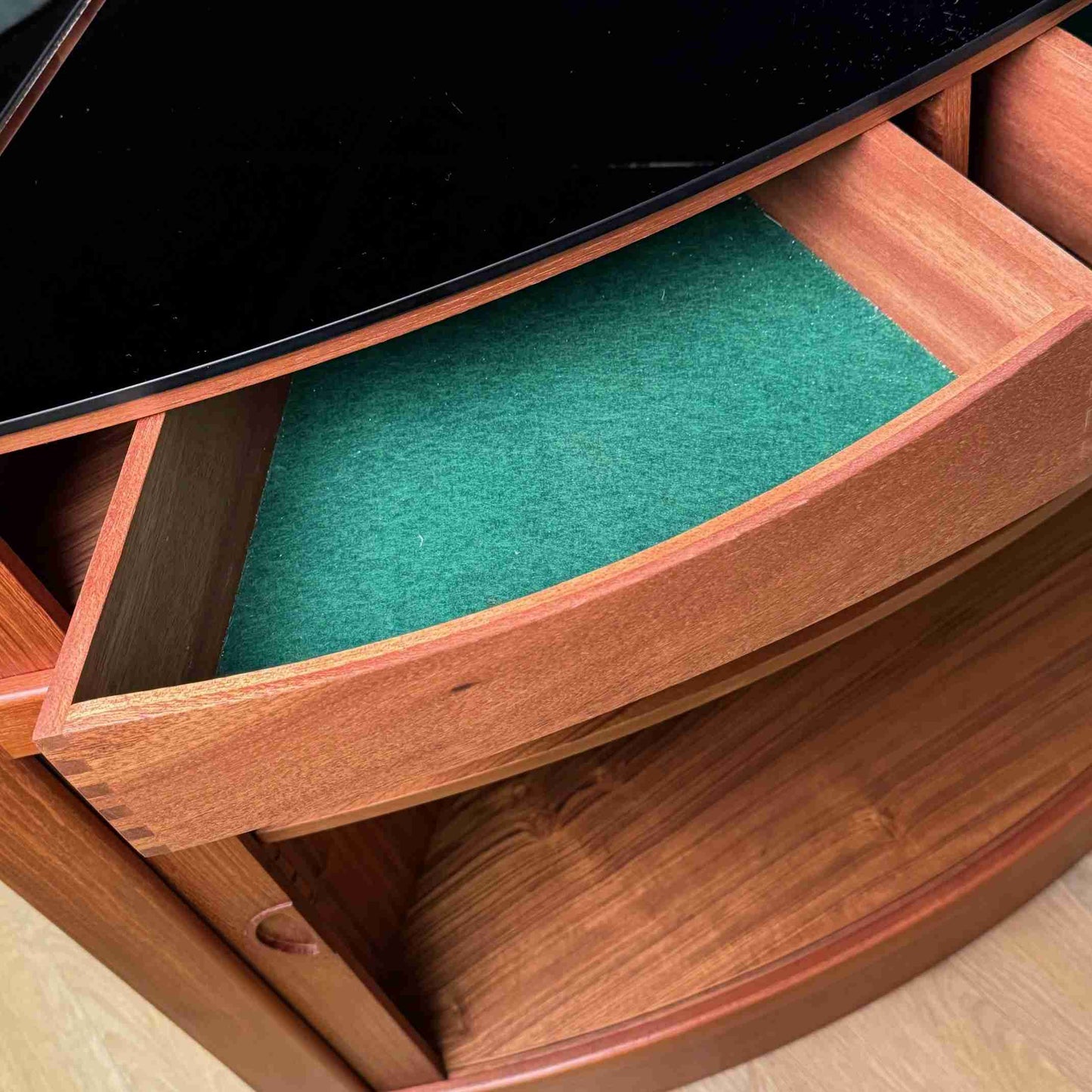 1960s Danish teak corner cocktail cabinet