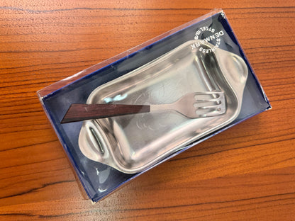 Stainless steel butter dish by Lundtofte