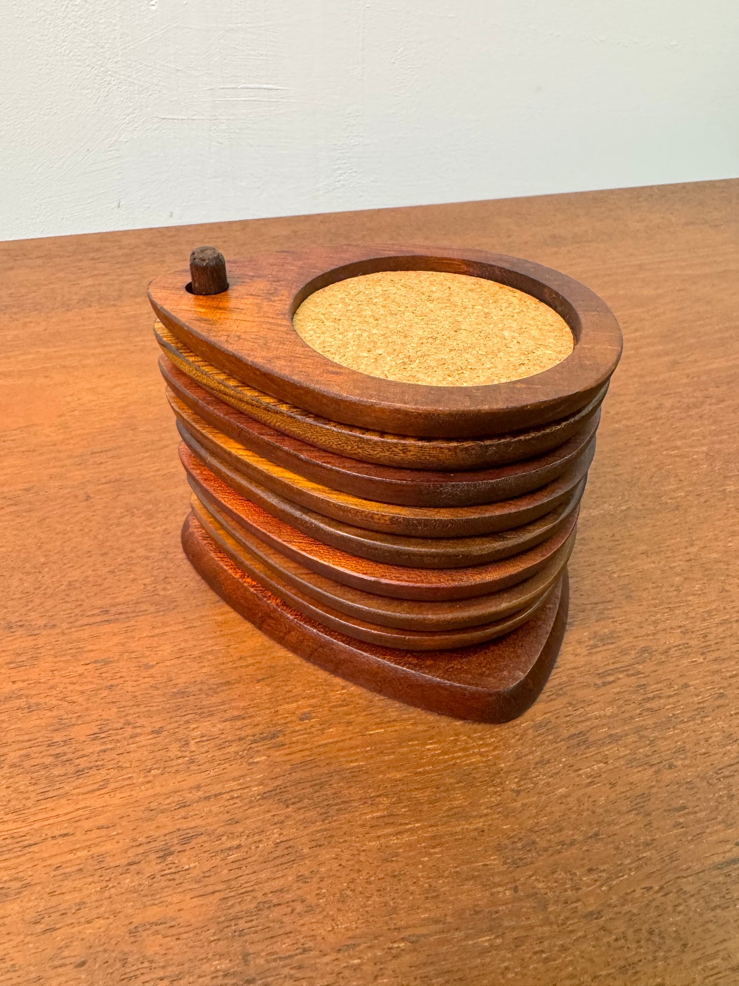 Set of teak 1960s coasters made in Japan