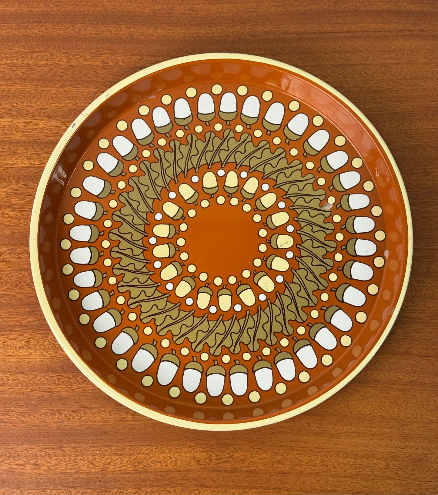 1960s metal tray and coaster set