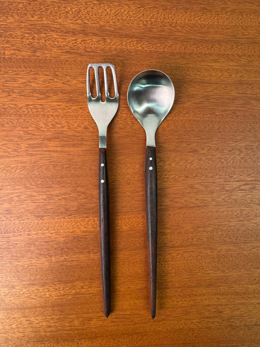 Danish stainless steel and rosewood salad servers