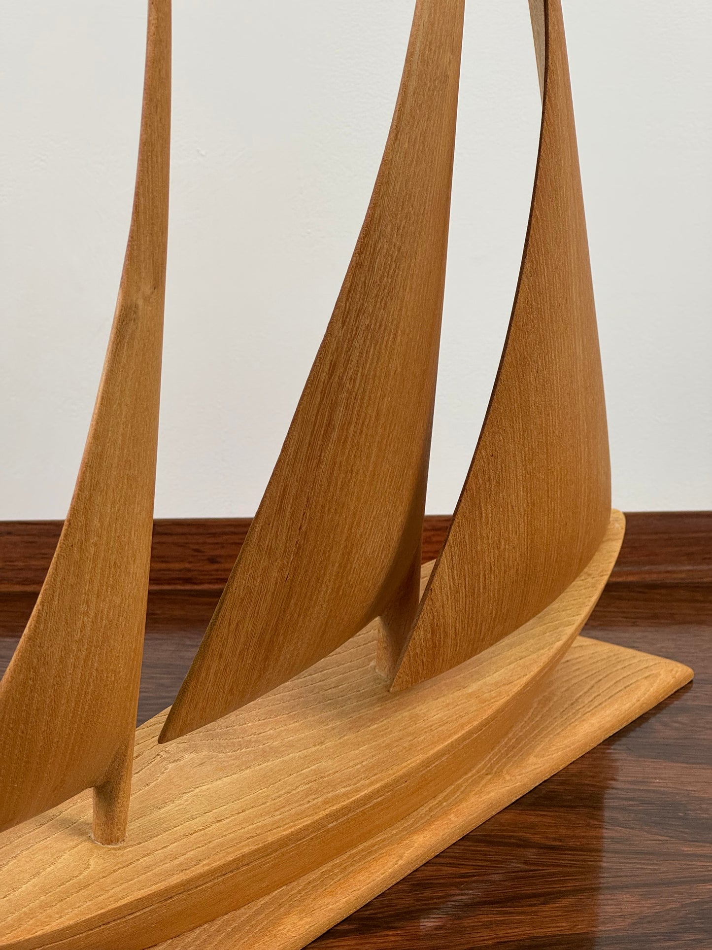 1970s carved wooden sailing boat