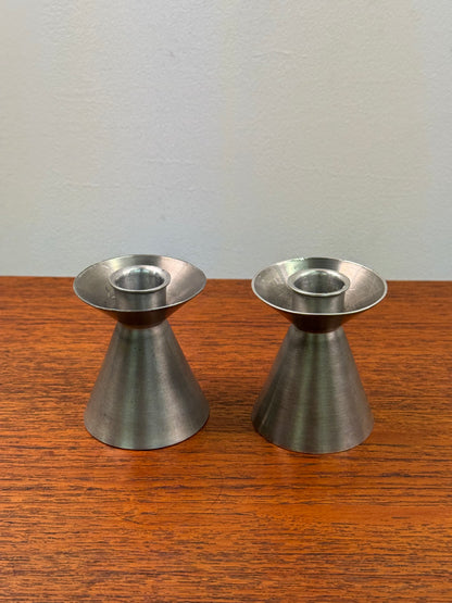 Pair of 1970s pewter candlesticks by Aitkens Canada