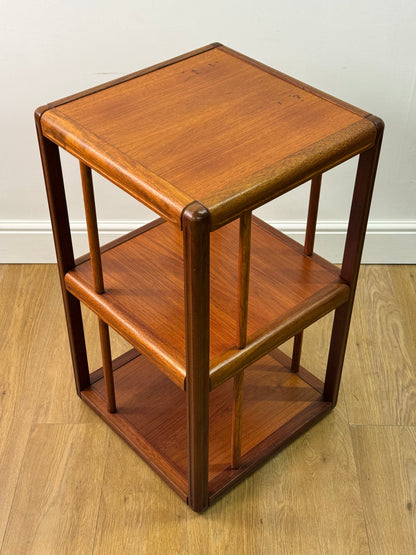 1970s Danish teak rotating display book case