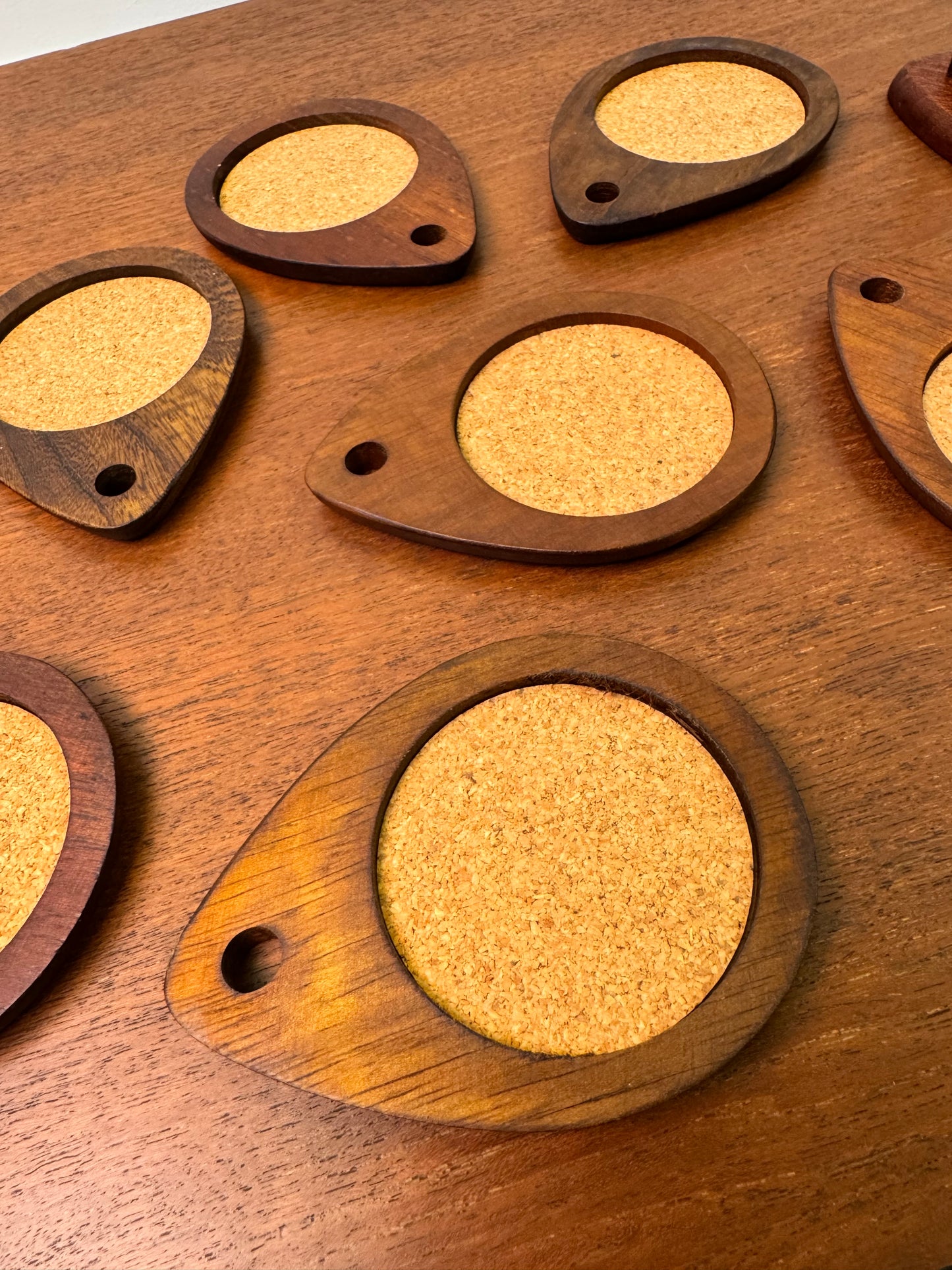 Set of teak 1960s coasters made in Japan