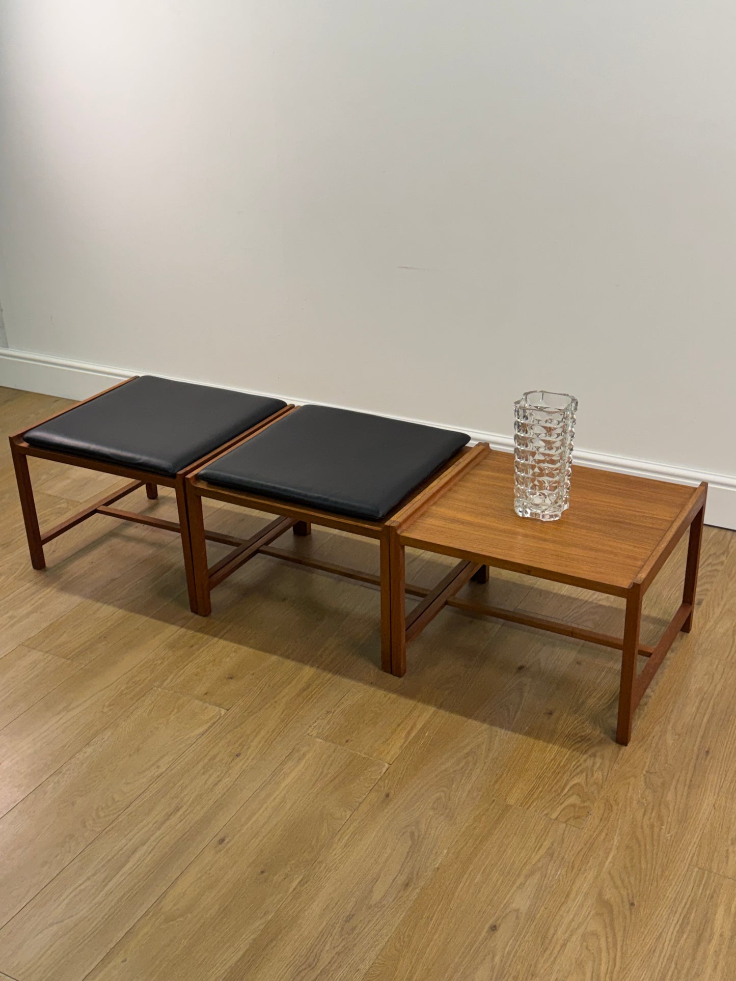 Set of 3 teak side tables/seats made in Norway