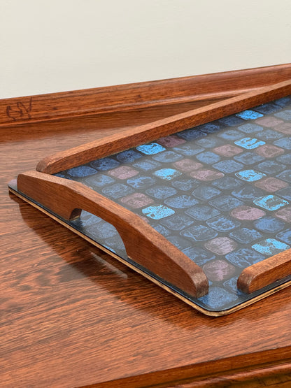 1960s formica serving tray with handles