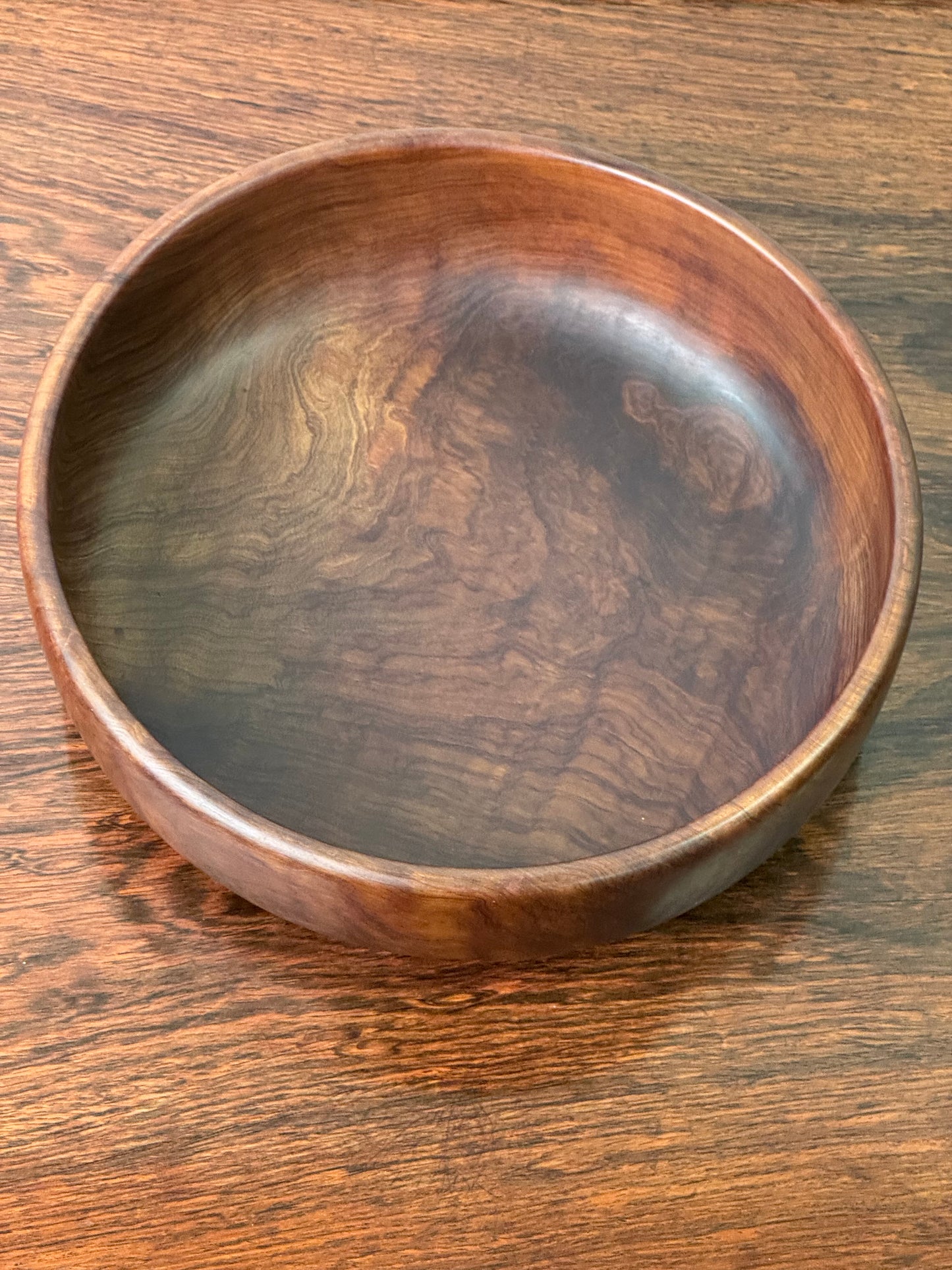 1970s black walnut turned salad bowl