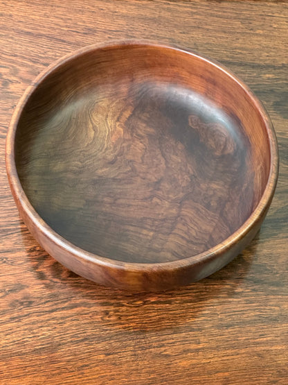 1970s black walnut turned salad bowl