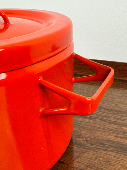 1960s red enamel cookware by Seppo Mallat