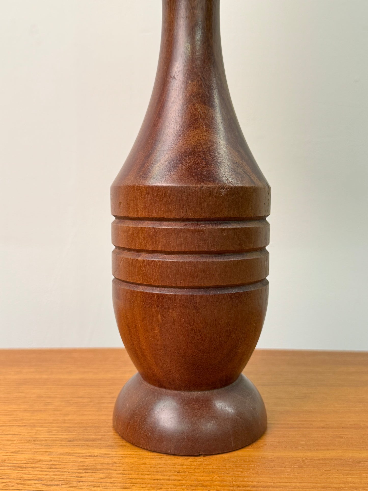 1960s teak table lamp with op art shade