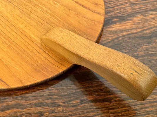 1960s teak serving tray with handle