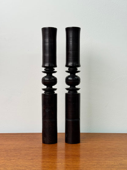 Vintage hardwood turned candlesticks