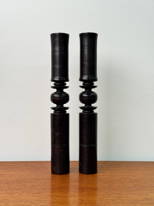 Vintage hardwood turned candlesticks