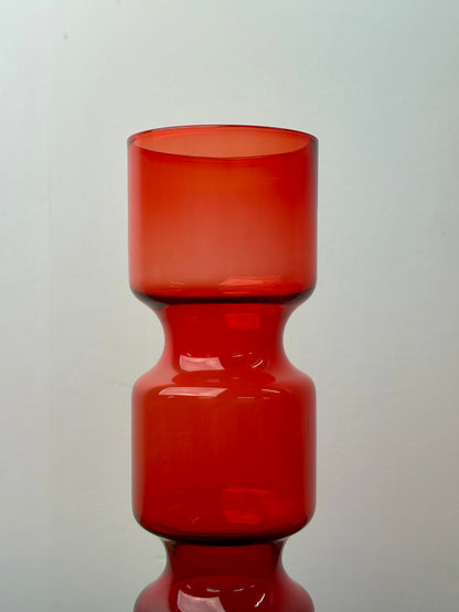 Tall Red glass vase by Bo Borgstrom for Aseda Sweden