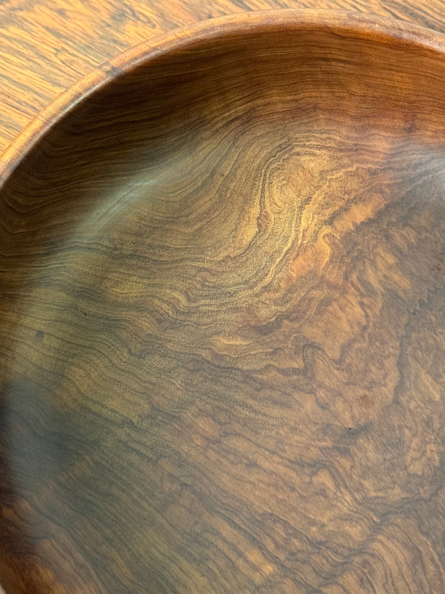 1970s black walnut turned salad bowl