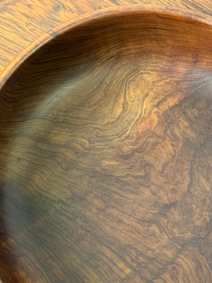 1970s black walnut turned salad bowl