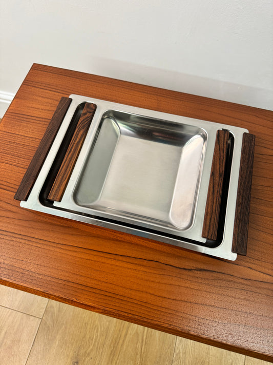 Danish stainless steel serving dishes