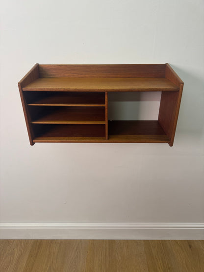 Danish teak wall mounted telephone shelf