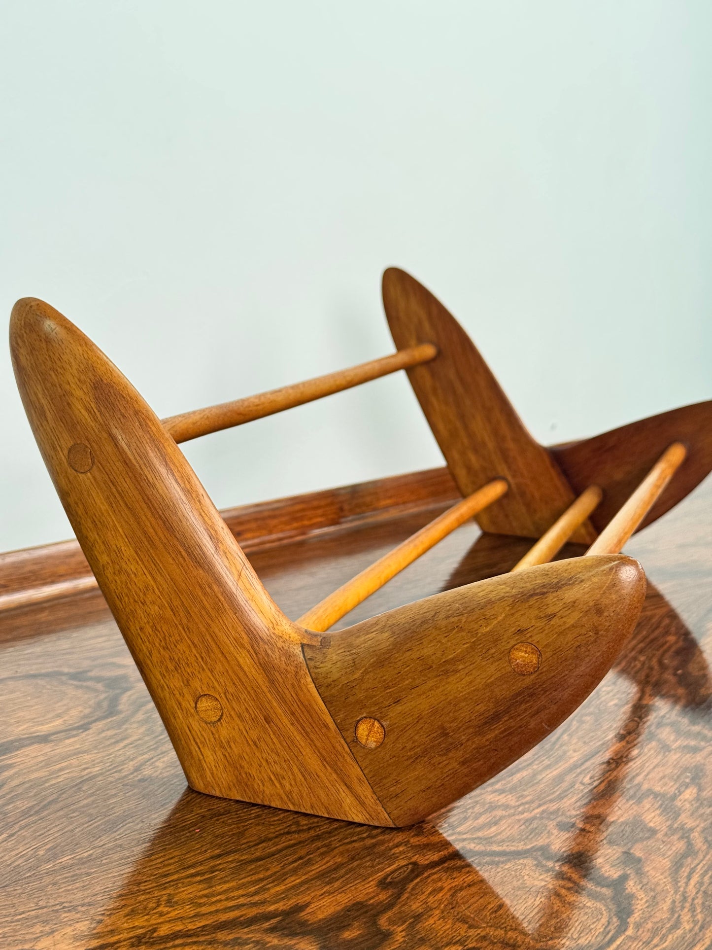 1960s carved wood book trough