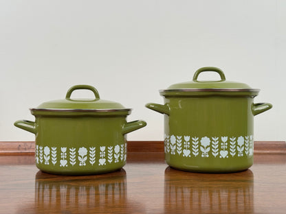 1970s green enamel cooking pots by Herma