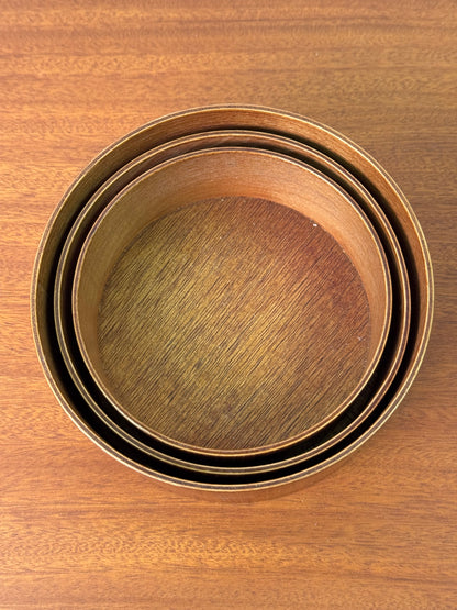1960s teak ply bowl set