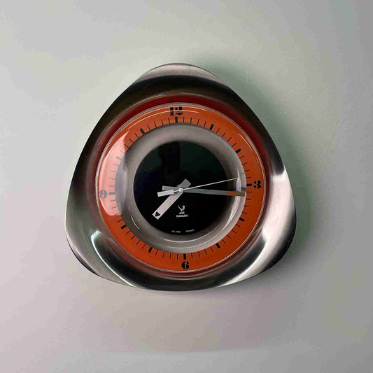 1970s Jaz stainless steel wall clock