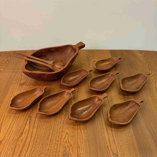 1970s teak salad bowl set