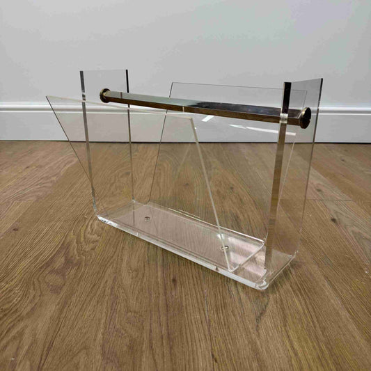1970s perspex magazine rack by David Lange