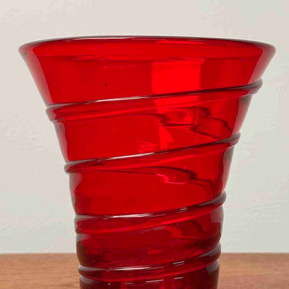 Whitefriars ruby ribbon trail footed vase